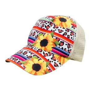 Serape Sunflower Cheetah Baseball Cap